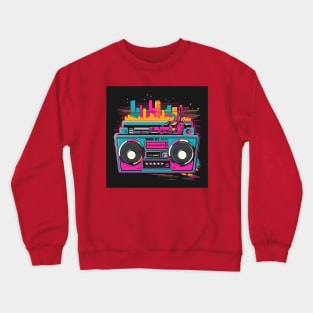 Ghetto Blaster Boom Box 80s Hip-Hop Stereo Crewneck Sweatshirt